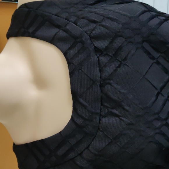 Evan-Picone Black Sleeveless Dress With Raised Diamond Shaped Design - Picture 6 of 8